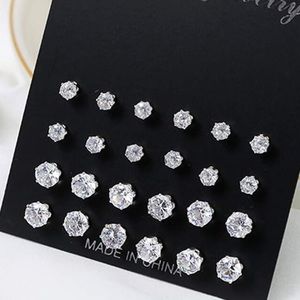 12 pairs Cubic Zirconia Stud Earrings